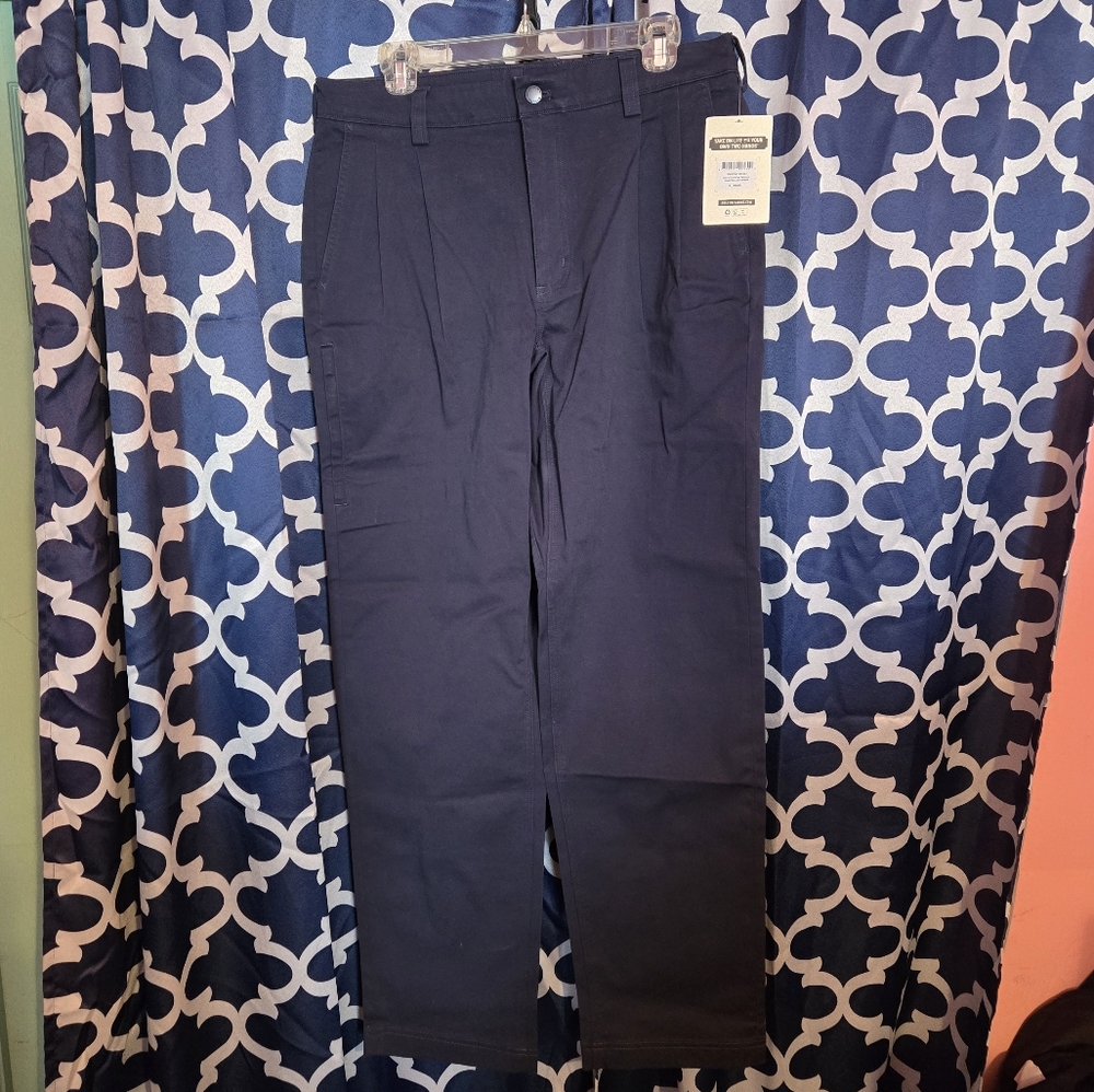 Duluth Trading Mens Navy Pleated Pant Size 32x34